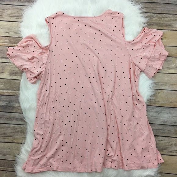 Elle cold shoulder, flutter sleeve polka dot top - Picture 3 of 3